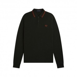 Fred Perry Polo Manica Lunga Logo Verde Uomo