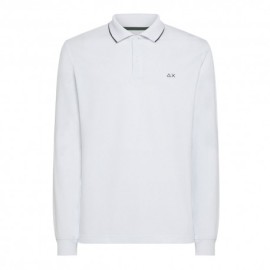 Sun 68 Polo Manica Lunga Stripe Bianco Uomo