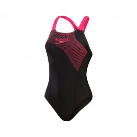 Speedo Costume Intero Piscina Medley Nero Fucsia Donna