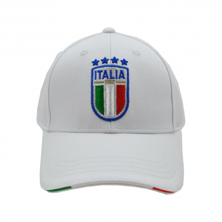 Imma Cappellino Italia Ricamo Bianco Azzurro Uomo