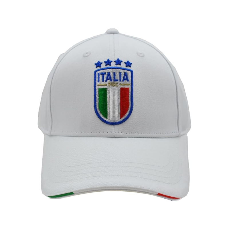 Imma Cappellino Italia Ricamo Bianco Azzurro Uomo