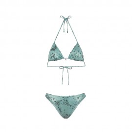 Effek Bikini Triangolo con Slip Americano Fisso Jersey Fantasia Verde Donna