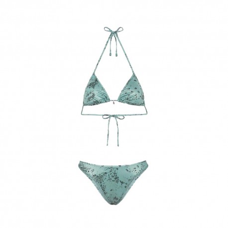 Effek Bikini Triangolo con Slip Americano Fisso Jersey Fantasia Verde Donna