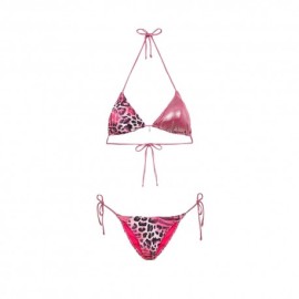 Effek Bikini Triangolo con Slip Regolabile Fantasia Bielastico rigato lucido Fucsia Donna