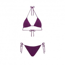 Effek Bikini Triangolo con Slip Regolabile Lurex Fucsia Donna