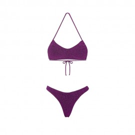 Effek Bikini Fascia con Slip Americano Fisso Lurex Fucsia Donna