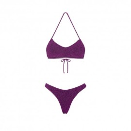Effek Bikini Fascia con Slip Americano Fisso Lurex Fucsia Donna