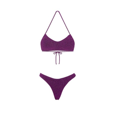 Effek Bikini Fascia con Slip Americano Fisso Lurex Fucsia Donna