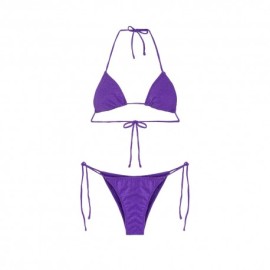 Effek Bikini Triangolo con Slip Regolabile Lycra Crepe Viola Donna