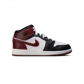 Nike Air Jordan 1 Mid Se Gs Bianco Bordeaux Nero - Sneakers Bambino