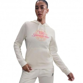 Nike Sportswear Club Felpa Con Cappuccio Bianco Donna