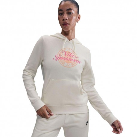 Nike Sportswear Club Felpa Con Cappuccio Bianco Donna