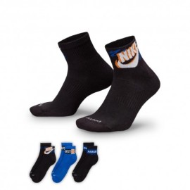Nike Calze Palestra Tris Pack Quarter Nero Blu
