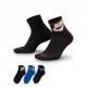 Nike Calze Palestra Tris Pack Quarter Nero Blu