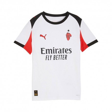 Puma Maglia Maniche Corte Ac Milan Away 25-26 Bianco Rosso Bambino