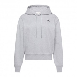 Calvin Klein Felpa Con Cappuccio Logo Piccolo Grigio Donna