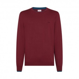 Sun 68 Maglia Maniche Lunghe Girocollo Doppio Collo Bordeaux Uomo