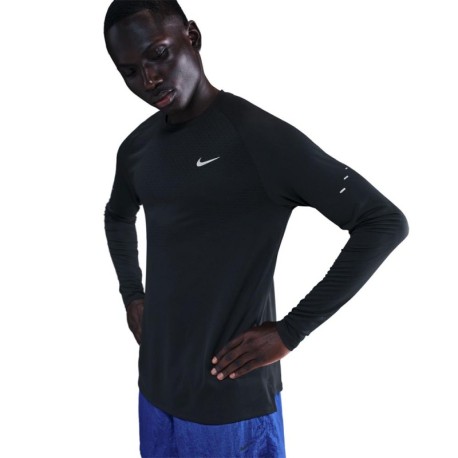 Nike Stride Maglia Running Crewneck Nero Uomo