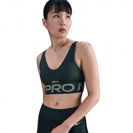 Nike Pro Indy Plunge Reggiseno Sportivo Verde Donna