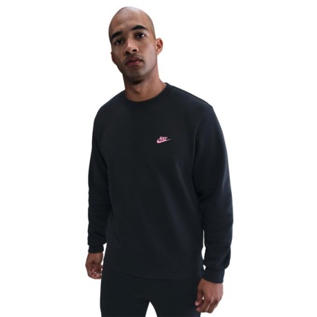 Nike Club Felpa Giro Logo Piccolo Nero Uomo