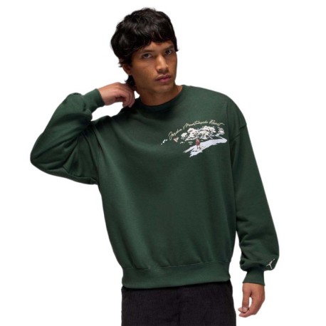 Nike Jordan Brooklyn Felpa Girocollo Verde Uomo