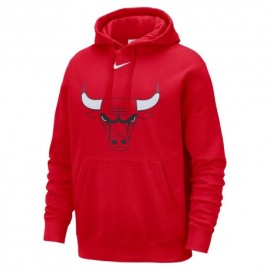 Nike Felpa Nba Chicago Club C Cap Logo Rosso Bianco Uomo