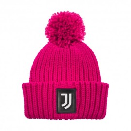 Imma Cuffia Juve Ponpon Patch Pelle Fuxia Nero