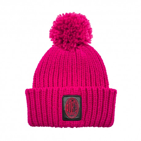 Imma Cuffia Milan Ponpon Patch Pelle Fuxia Nero