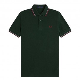 Fred Perry Polo Righe Verde Uomo