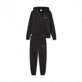 Puma Tuta Sportiva Felpa Palestra Con Cappuccio Nero Bambina