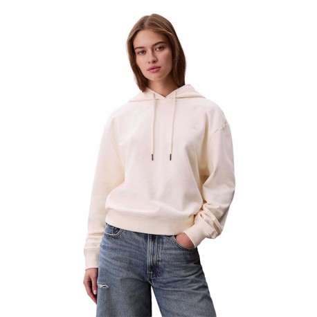 Calvin Klein Felpa Con Cappuccio Monogram Bianco Donna