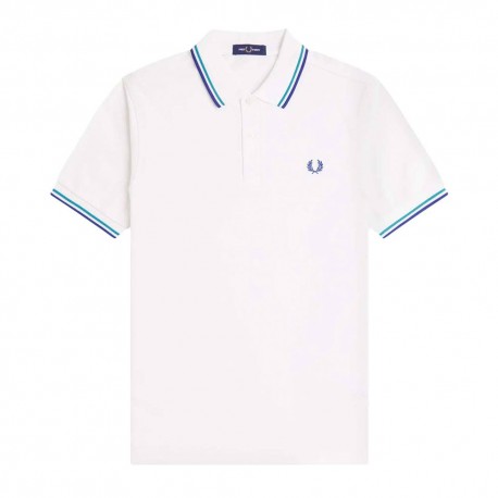 Fred Perry Polo Righe Bianco Uomo