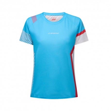 La Sportiva T-Shirt Trail Running Flow Malibu Blue Hibiscus Donna