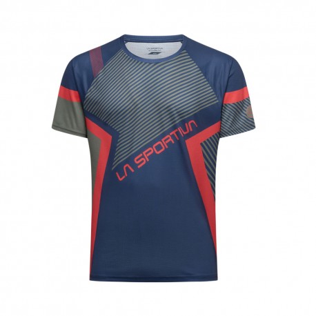 La Sportiva T-Shirt Trail Running Flow Mountain Rosso Cypress Uomo