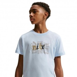 Nike Sportswear Club T-Shirt Palestra Big Swoosh Azzurro Bambino