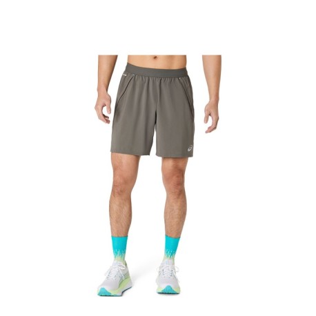 Asics Pantaloncini Running Road 2In1 7" Truffle Grigio Uomo