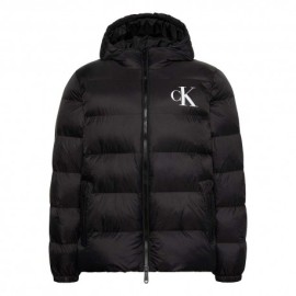 Calvin Klein Piumino Logo Puff Hooded Nero Uomo