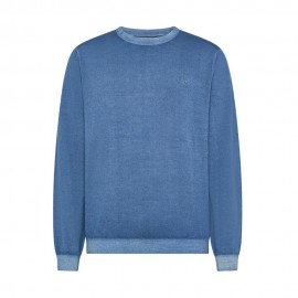 Sun 68 Maglia Maniche Lunghe Stone Wash Avio Uomo