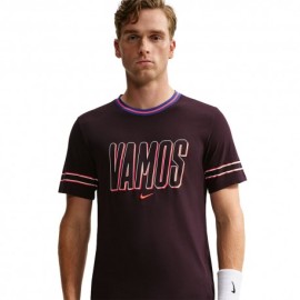 Nike T-Shirt Tennis Dri-Fit Cotton Alcaraz Burgundy Ash Uomo