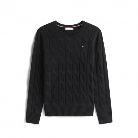 Tommy Hilfiger Soft Wool Cable 100% Lana Nero Donna