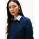Tommy Hilfiger Soft Wool Cable 100% Lana Blu Donna