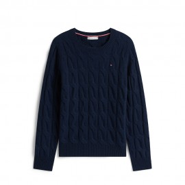 Tommy Hilfiger Soft Wool Cable 100% Lana Blu Donna