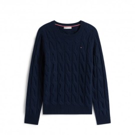 Tommy Hilfiger Soft Wool Cable 100% Lana Blu Donna