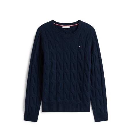 Tommy Hilfiger Soft Wool Cable 100% Lana Blu Donna