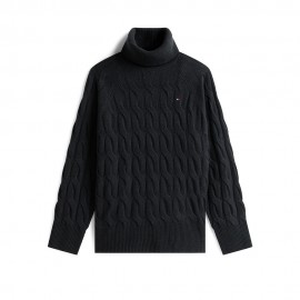 Tommy Hilfiger Soft Woll 100% Lana Dolcevita Nero Donna