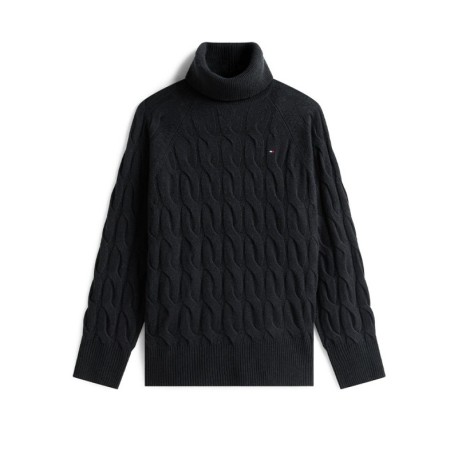 Tommy Hilfiger Soft Woll 100% Lana Dolcevita Nero Donna