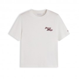 Tommy Hilfiger T-Shirt Script New Reg Bianco Donna