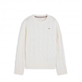 Tommy Hilfiger Soft Wool Cable 100% Lana Bianco Donna