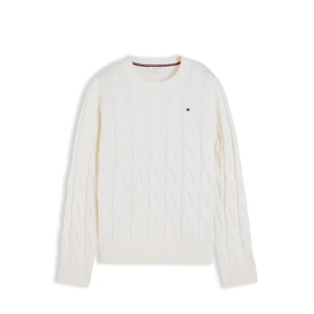 Tommy Hilfiger Soft Wool Cable 100% Lana Bianco Donna